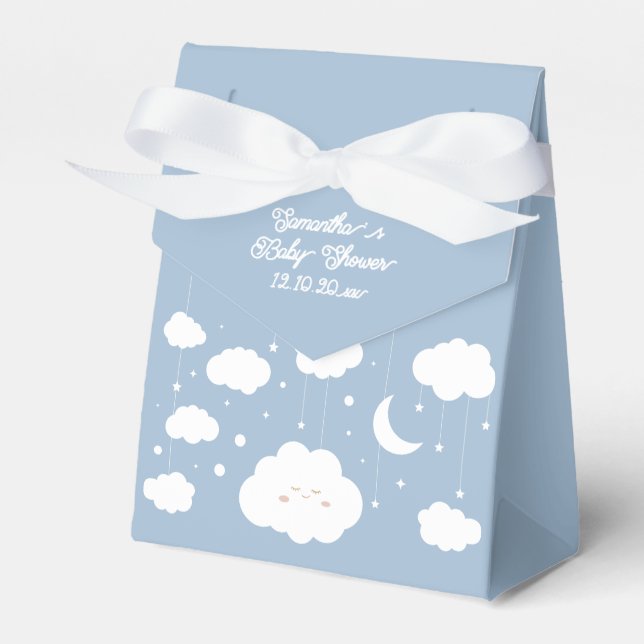 Blue On Cloud 9 Baby Shower Favor Boxes (Front Side)