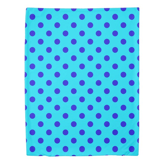 Blue On Cyan Polka Dots Pattern Design Duvet Cover (Front)