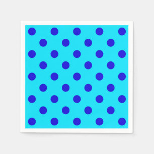 Blue On Cyan Polka Dots Pattern Design Napkins