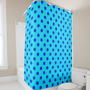Blue On Cyan Polka Dots Pattern Design Shower Curtain