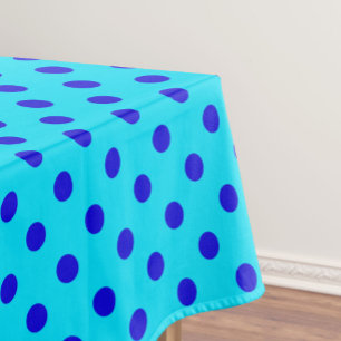 Blue On Cyan Polka Dots Pattern Design Tablecloth