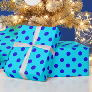 Blue On Cyan Polka Dots Pattern Design Wrapping Paper