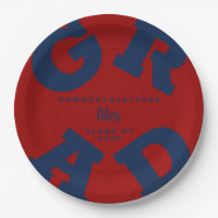 Blue on Dark Red Custom Name Graduation