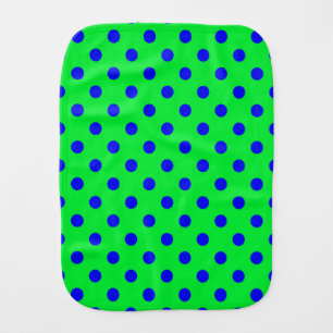 Blue On Green Polka Dots Pattern Design  Baby Burp Cloth