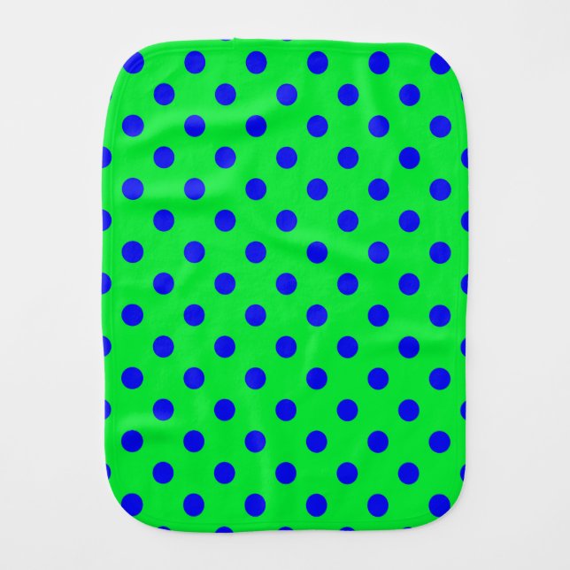 Blue On Green Polka Dots Pattern Design  Baby Burp Cloth (Front)