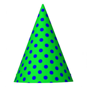 Blue On Green Polka Dots Pattern Design Party Hat