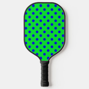 Blue On Green Polka Dots Pattern Design Pickleball Paddle