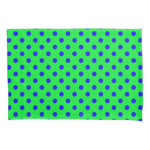 Blue On Green Polka Dots Pattern Design Pillow Case