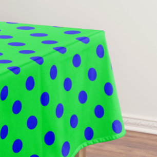 Blue On Green Polka Dots Pattern Design Tablecloth