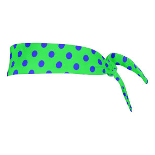 Blue On Green Polka Dots Pattern Design Tie Headband