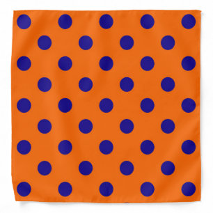 Blue On Orange Polka Dots Pattern Design  Bandana