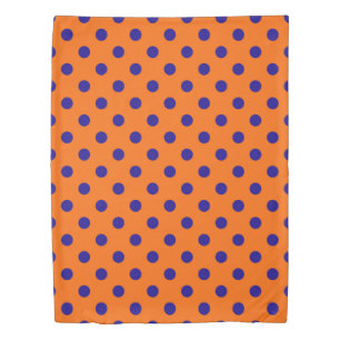 Blue On Orange Polka Dots Pattern Design  Duvet Cover