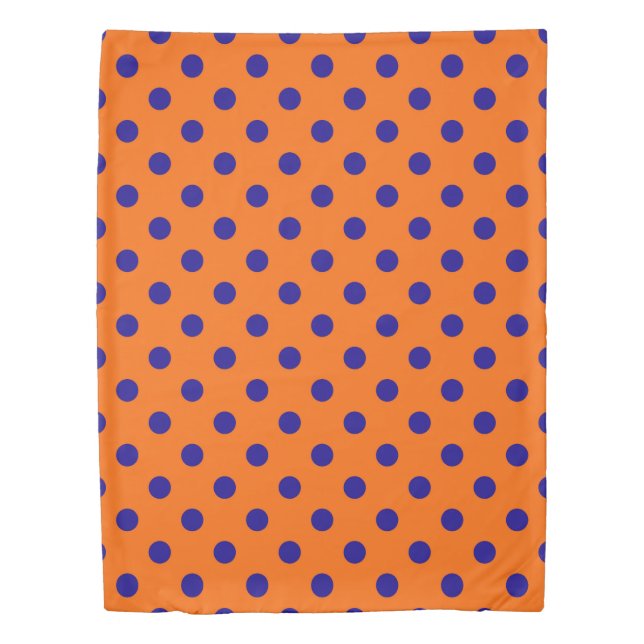 Blue On Orange Polka Dots Pattern Design  Duvet Cover (Front)