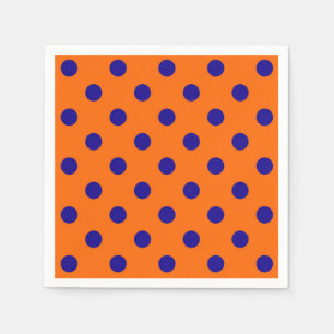 Blue On Orange Polka Dots Pattern Design Napkins