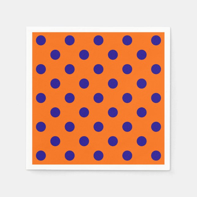 Blue On Orange Polka Dots Pattern Design  Napkins (Front)