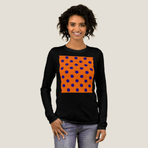 Blue On Orange Polka Dots Pattern Design Tri-Blend Shirt