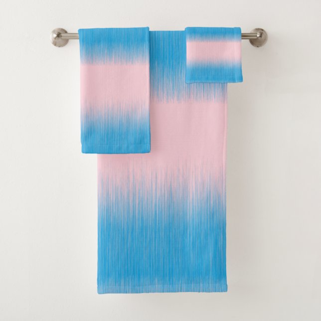 Blue on Pink Horizon Bath Towel Set (Insitu)
