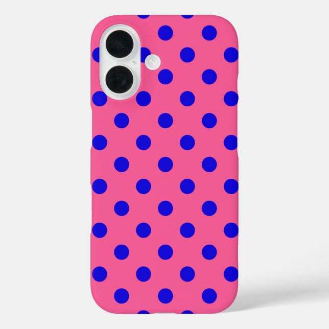 Blue On Pink Polka Dots Pattern Design Case-Mate iPhone Case (Back)