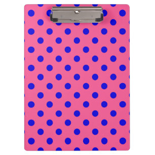 Blue On Pink Polka Dots Pattern Design Clipboard