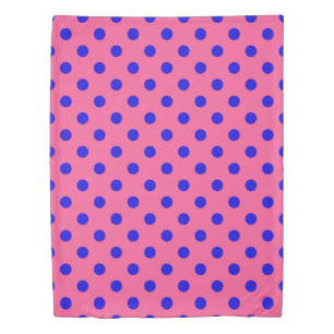 Blue On Pink Polka Dots Pattern Design Duvet Cover