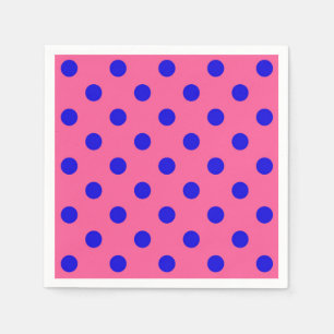 Blue On Pink Polka Dots Pattern Design Napkins
