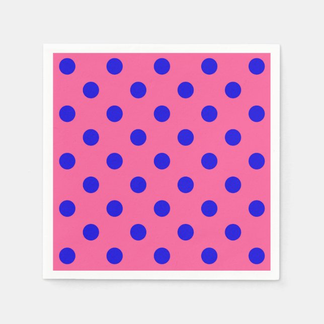 Blue On Pink Polka Dots Pattern Design Napkins (Front)