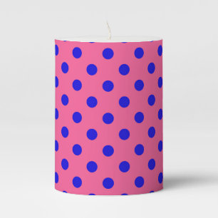 Blue On Pink Polka Dots Pattern Design Pillar Candle