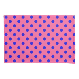 Blue On Pink Polka Dots Pattern Design Pillow Case