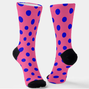 Blue On Pink Polka Dots Pattern Design Socks