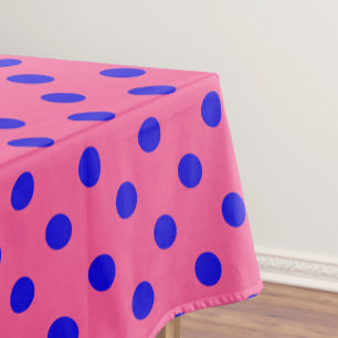 Blue On Pink Polka Dots Pattern Design Tablecloth