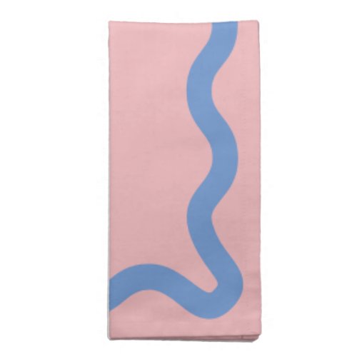Blue on Pink Three Letter Monogram Wavy Square Cloth Napkin
