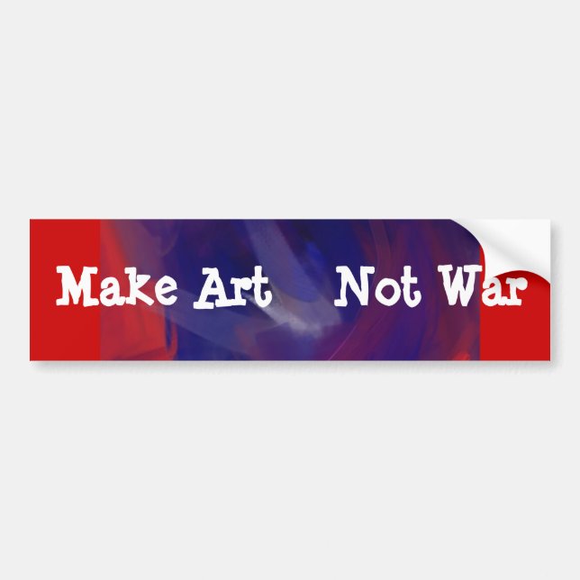 Blue On Red- Make Art Not War  BumperSticker Bumper Sticker (Front)