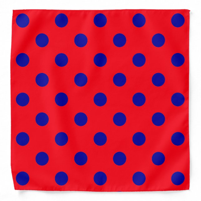 Blue On Red Polka Dots Pattern Design  Bandana (Front)