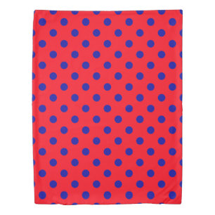 Blue On Red Polka Dots Pattern Design  Duvet Cover