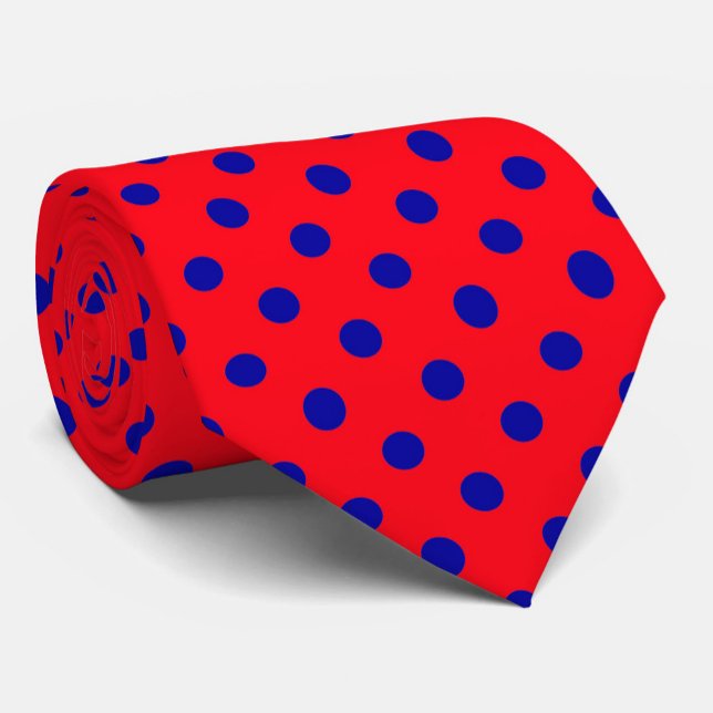Blue On Red Polka Dots Pattern Design  Neck Tie (Creator Uploaded)