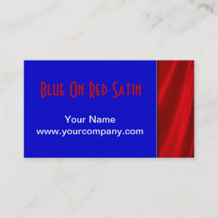Blue On Red Satin Business Cards