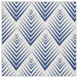 Blue on White Art Deco Fan Flowers Pattern    Fabric