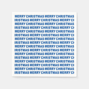 Blue on White Christmas Typography Paper Napkin