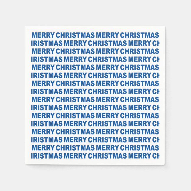 Blue Christmas Typography Paper Napkin