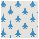 Blue on White F-15 Fighter Jet Pattern Fabric