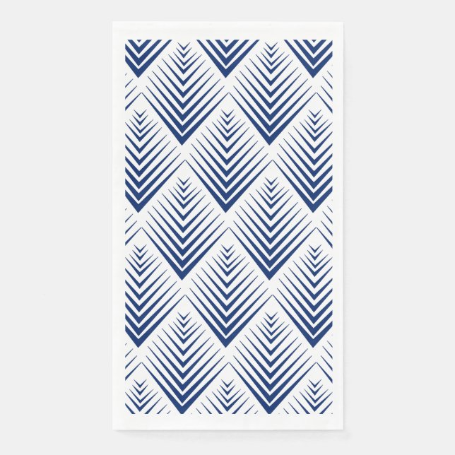 Blue on White Fan Flowers Art Deco Pattern    Paper Guest Towels (Front)