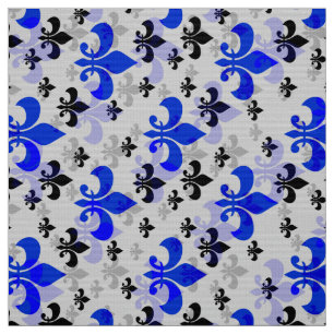 Blue On white Fleur De Lis Fabric