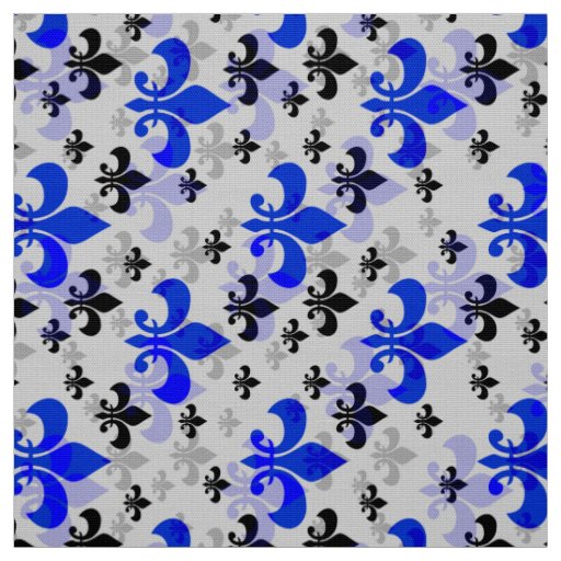 Blue On white Fleur De Lis Fabric