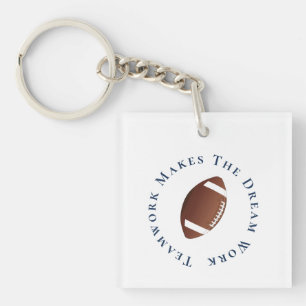 Blue on White Teamwork Makes The Dream Work Keychain