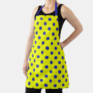 Blue On Yellow Polka Dots Pattern Design  Apron
