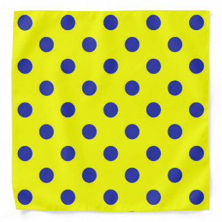 Blue On Yellow Polka Dots Pattern Design  Bandana