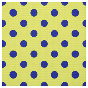 Blue On Yellow Polka Dots Pattern Design Fabric