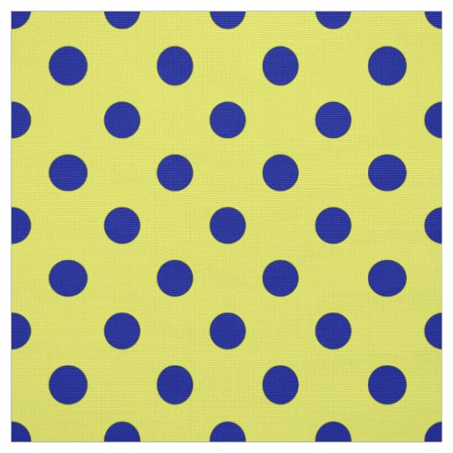 Blue On Yellow Polka Dots Pattern Design  Fabric