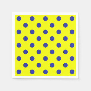 Blue On Yellow Polka Dots Pattern Design  Napkins