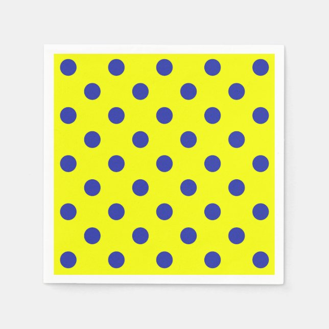 Blue On Yellow Polka Dots Pattern Design  Napkins (Front)